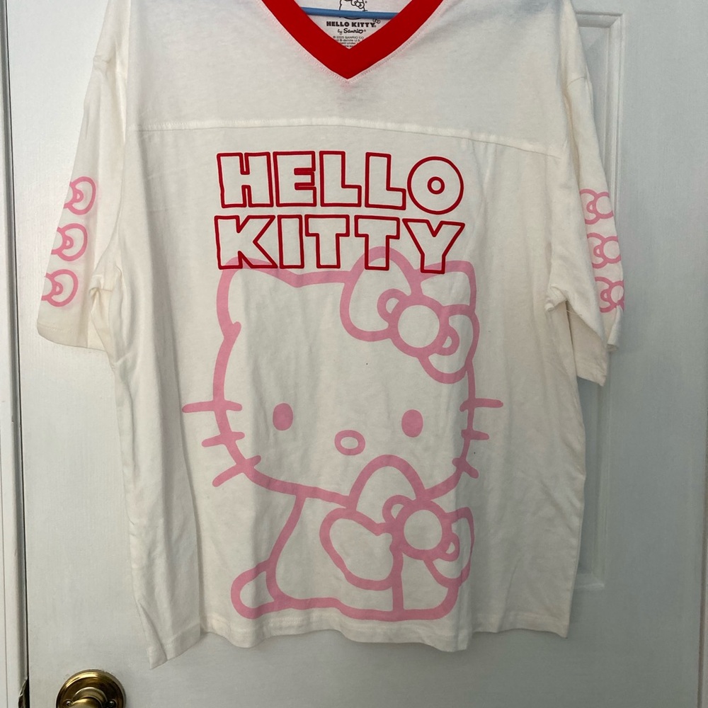 Hello Kitty White Tee with Pink and Red Accents